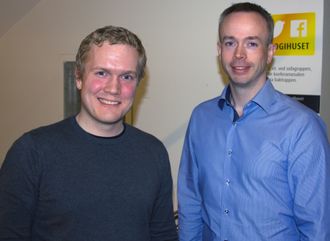 Hallvard Nygård og Roy Solberg under OWASP Norge-meetup i 2018.