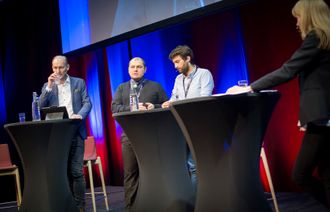 Knut Olav Åmås, Gurkan Ozturan, Matthew Caruana og programleder Hege Moe Eriksen