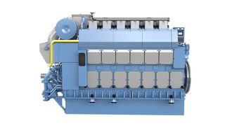 Bergen Engines nye gassmotor B33:45L6PG på 3,6 MW. Hurtigruten skal ha to slike i hvert av hurtigruteskipene som skal trafikkere Kystruten Bergen-Kirkenes fra 2021.