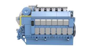 Bergen Engines nye gassmotor B33:45L6PG på 3,6 MW. Hurtigruten skal ha to slike i hvert av hurtigruteskipene som skal trafikkere Kystruten Bergen-Kirkenes fra 2021.