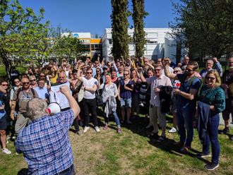 Fra NRK Trøndelags samling etter det ble klart at NRK-journalistene går til streik.