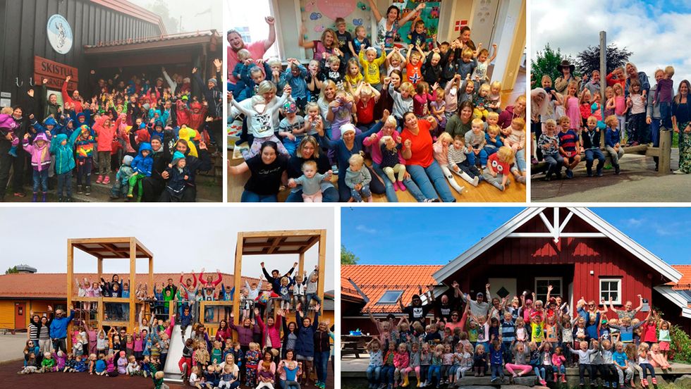 Finalistene til «Årets barnehage 2018» er: Læringsverkstedet Grandehagen i Eydehavn, Norlandia Skistua barnehage i Oslo, Prestelva barnehage i Sortland, Småfolk barnehage i Etne og Tronvik gårdsbarnehage i Moss.