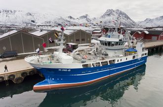 Ny båt: 38 meter lange «Gunnar K.» ble døpt 14. april, og er en av Norges mest moderne kystbåter.