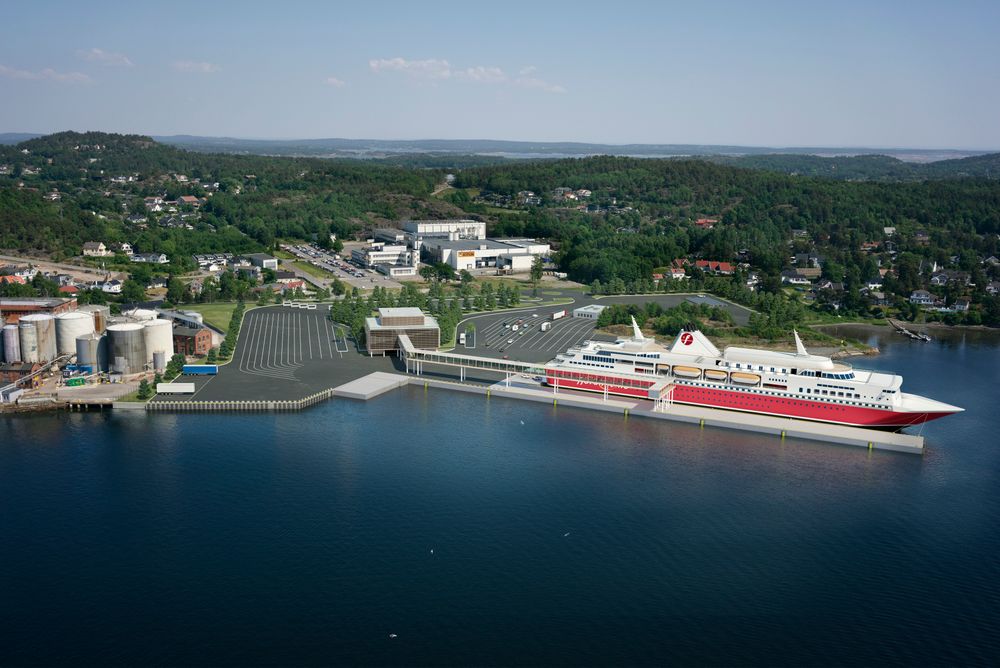 Fjord Line vil kjøpe tomt av Jotun i Sandefjord og bygge moderne fergeterminal på et område tilsvarende 11 fotballbaner.