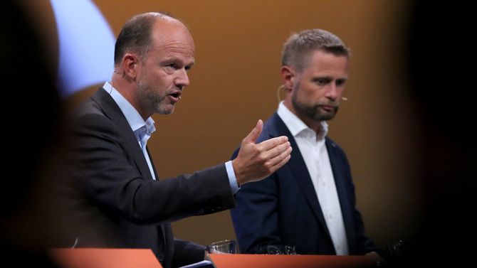 Ole Erik Almlid, viseadministrerende direktør i NHO, og Bent Høie (nestleder i Høyre).