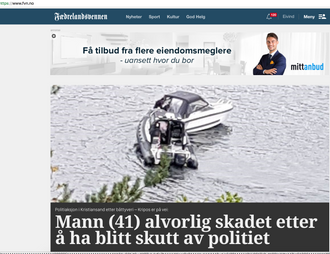 Faksimile fra FVN.no under hendelsen med politiet.