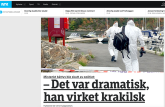 Faksimile fra NRK.no under hendelsen med politiet.