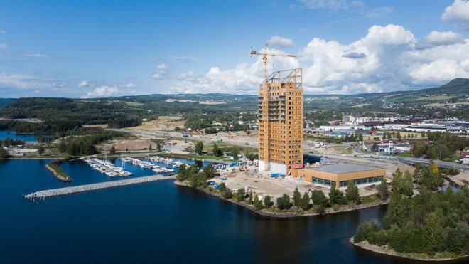 Mjøstårnet i Brumunddal blir verdens høyeste trehus.