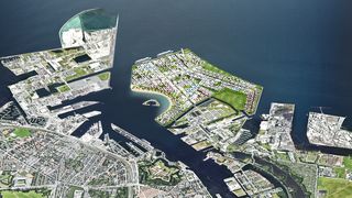 København vil bygge en 2000 mål stor øy. Tomtesalget skal finansiere havnetunnel og bybane