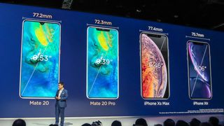 Huawei sammenligner skjermstørrelsene til selskapets flaggskipmobiler med skjermstørrelsene til toppmodellene fra Apple.