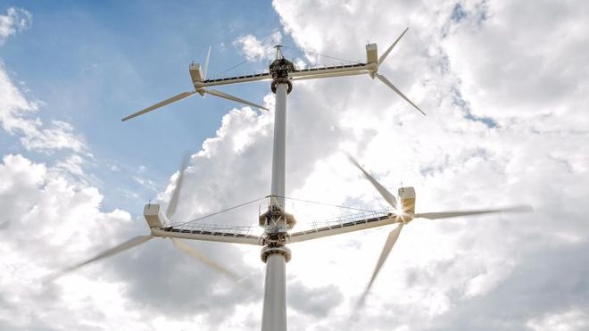 Multirotormølle overrasker: Turbulens øker strømproduksjonen