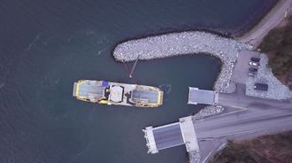 The ferry Falco trains the Parainen-Nauvo route in Finland. Here is a test drive, photographed from drone. 