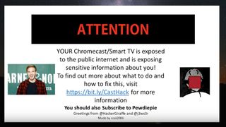 Skjermbilde av YouTube-videoen som mange Chromecast-brukere har blitt vist gjennom CastHack-angrepet de siste dagene.