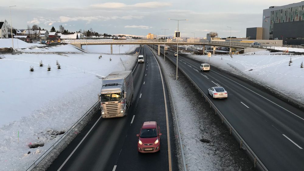 Bildet fra den nye motorveien sør for Trondheim. 