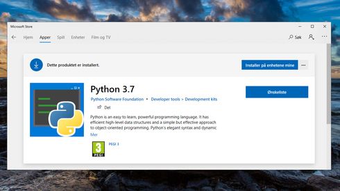 Python 3.7 i Microsoft Storeer nå tilgjengelig for installasjon fra 