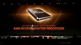 AMD-sjef Lisa Su på scenen  under CES 2019 hvor hun blant annet fortalte om tredje generasjons Ryzen-prosessorer