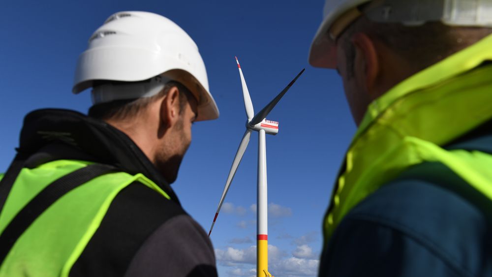 Arkona vindpark i Østersjøen, i delstaten Saxen-Anhalt, er den største offshore parken som er byd i Tysklnad. Photo: Stefan Sauer/dpa
