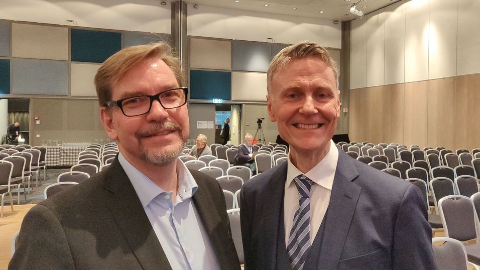 Forskningssjef Patrick Waldemar og hans sjef, forskningsdirektør Bjørn Taale Sandberg i Telenor, var begge talere på Dataforeningens konferanse Software 2019 i Oslo torsdag.