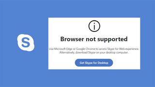 Skype for Web viser en melding i blant annet Firefox om at nettleseren ikke støttes.