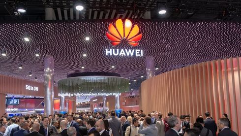 Huawei på messegulvet under MWC-messen i 2019.