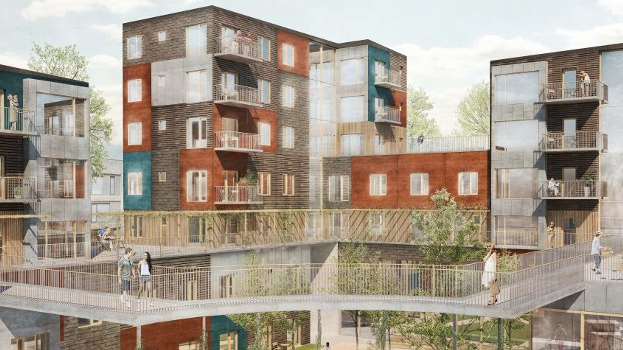 Det syv etasjer høye Fællesbyg Køge Kyst ville blitt Danmarks høyeste bygning med bærende konstruksjoner av tre. Søyler og bjelker skulle være i massivt tre, og etasjedekkene en kombinasjon av massivt tre og betong. Men de entreprenørene som byggefellesskapet har forhandlet med, ville ha 12–15 prosents risikotillegg på toppen av sitt ordinære tilbud for å bygge i tre, så nå blir alle de bærende konstruksjonene i stedet oppført i betong.