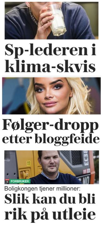 Faksimiler fra VGs forside tirsdag - tre timer etter stornyheten fra Sør-Varanger kom.