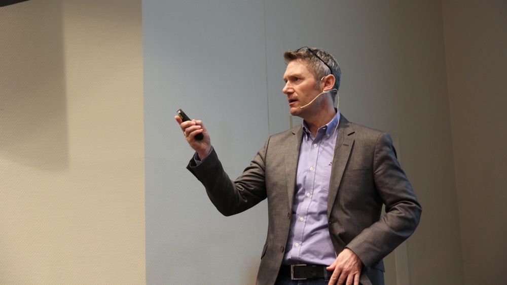 Jon Molnes i Krimseksjonen i Vegvesenet under Vinterkonferansen 2019 som foregår på Gardermoen i dag og i morgen.