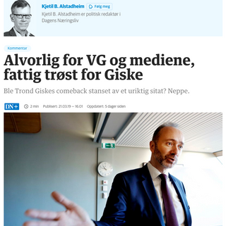 Faksimile fra Alstadheims kommentar på nett.