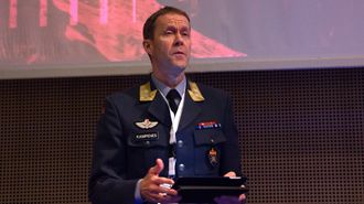 Generalmajor Inge Kampenes, sjef for Cyberforsvaret, under sitt foredrag ved NSM Sikkerhetskonferansen 2019.