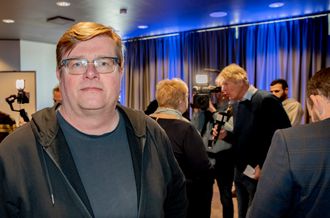 Leder Rolf Johansen i NRKJ. Her fra da regjeringen la fram sin mediestøttemelding.