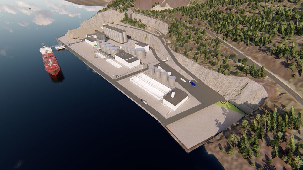 Raudsand: Massene fra utsprengning av de to første lagerhallene vil benyttes til å anlegge kaianlegg og plass til renseanlegget.