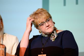 Kulturminister Trine Skei Grande (V) i mediedebatt.