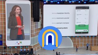 Googles Barb Pelser viser fram bruken av webfunksjonaliteten portals under Google I/O 2019.