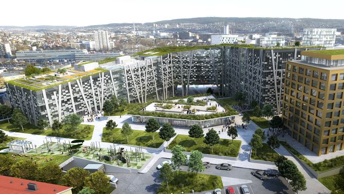 Hydro Extruded Solutions Cirkal 75R fasadeelementer resirkulert aluminium Økern Portal