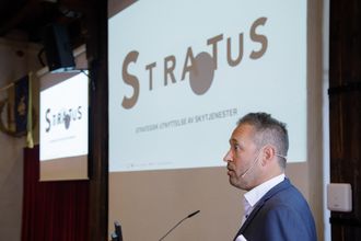 Teknologisjef Stig Alstedt i Hewlett Packard Enterprise representerte alliansepartnerne til Sopra Steria under arrangementet hos Forsvarsmateriell.