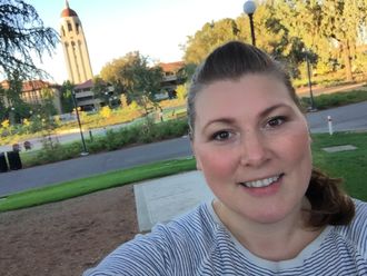 Selfie fra Stanford University der Oda Ellingsen var gjesteforsker høsten 2016 i forbindelse med doktorgraden.