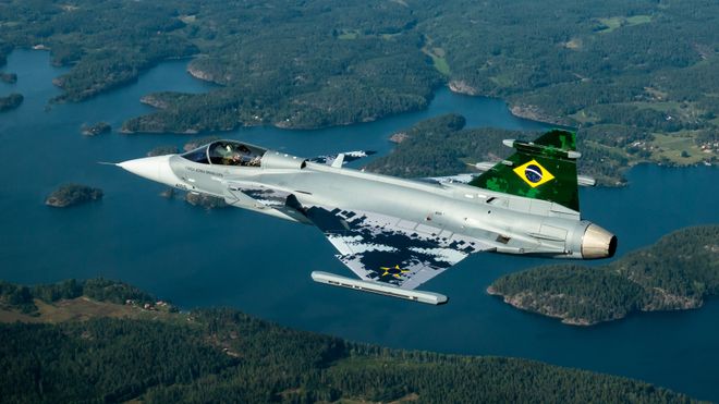 Her er Brasils første Gripen-fly i lufta for første gang