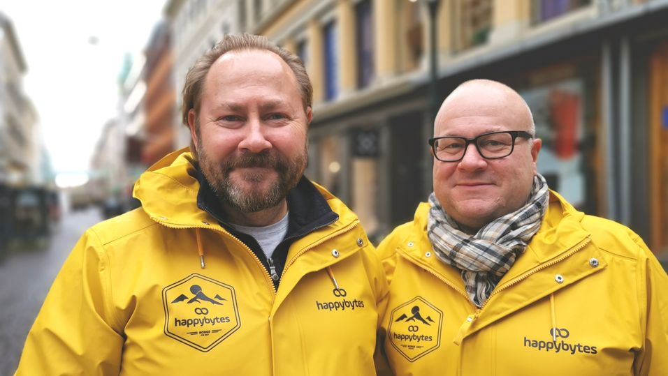 Thomas Sandaker og Morten Evjen håper en pengene tilbake-garanti skal overbevise bedriftskundene om at Happybytes er stedet for dem.