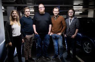 VG Lab, bestående av (fra venstre) Karina Sem Glømmi, Kristoffer Alfheim, Ruben Hagen, Jørgen Elton Nilsen og Petter Høgmo Kaspersen