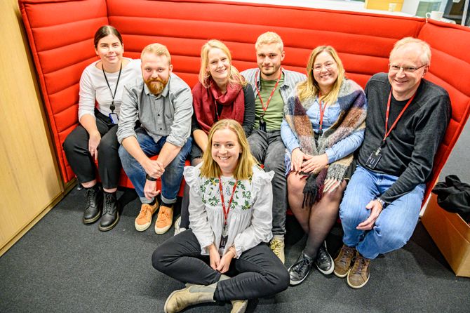 VGs Snapchat-redaksjon: Randi Midtskog, Bastian Lunde Hvitmyhr, Jonathan Falk Systad, Kristina Kinne, Jenny-Linn Lohne, Ida Aaberg Evensen og Stian Bråten.