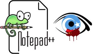 Notepad++-prosjektets logo og en logo til støtte for uighurene i Kina.