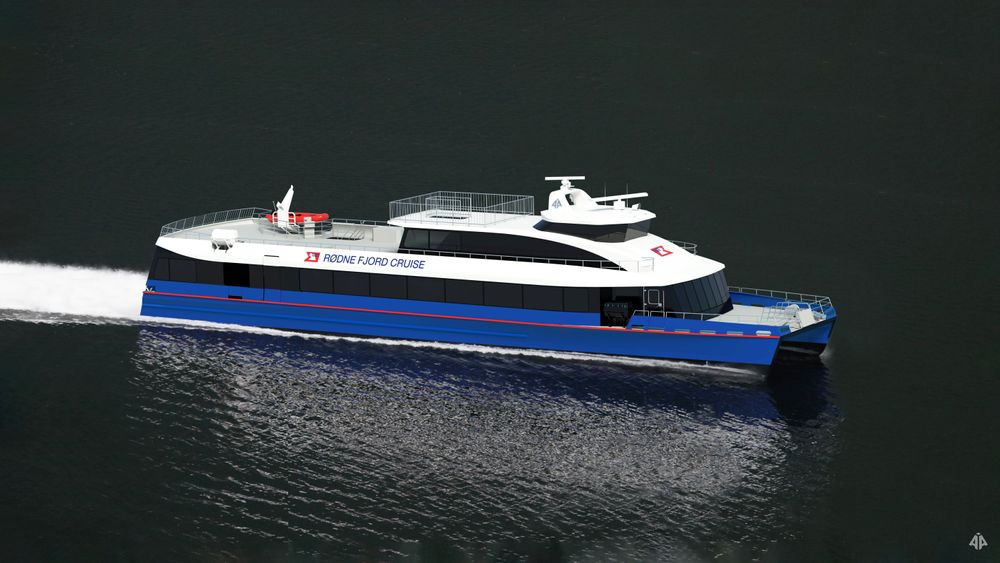 Brødrene Aa bygger elektrisk hurtigbåt for Rødne Trafikk. Den kan gå i 25 knop over 35-40 nautiske mil. Rødne skal frakte passasjerer i maks 19,9 knop - da er rekkevidden 50 nautiske mil.