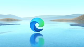 Logoen til Chromium-utgaven av Microsoft Edge over et vann.