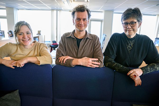 Det nye debatt-teamet til Vårt Land: Debattleder Dana Wanounou, journalist David Sviland og politisk redaktør Berit Aalborg.