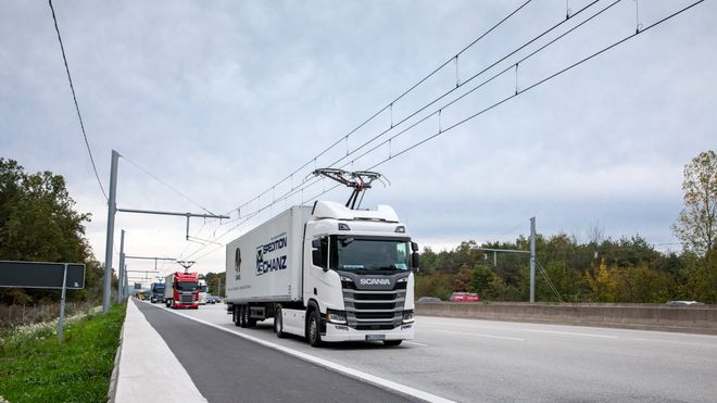 Fra et tysk prosjekt med kjøreledning i Hesse i 2017.