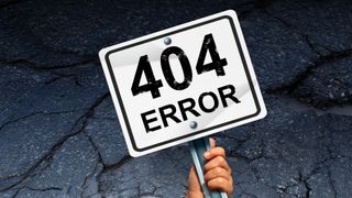 Skilt med teksten "404 error"