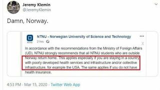Amerikanere om NTNUs koronaråd: Look to Norway!