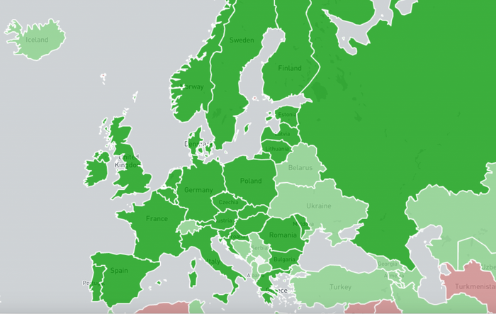 Europeiske land som hvor Shadowservers tjenester benytter av de nasjonale CERT-ene/CSIRT-ene.