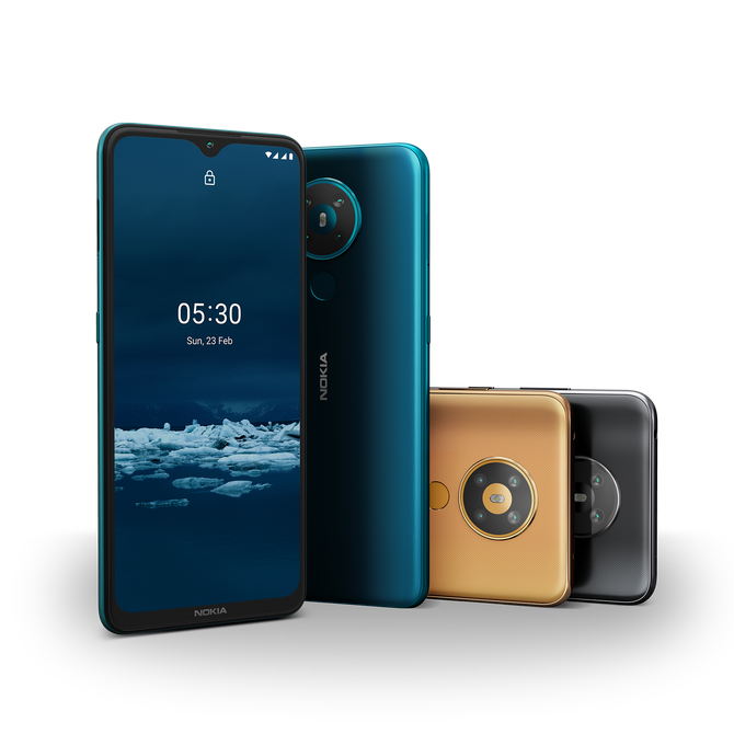 Nokia 5.3 har et «quad-kamera» på baksiden med egen nattmodus.