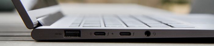 Vi kunne kanskje ønsket oss et par USB-porter til. Men vi gir pluss for Thunderbolt 3-støtte.